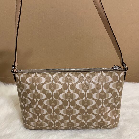 COACH Light Khaki/Beige PEYTON DREAM C Signature PVC EW Swing Pack XBody F51364 - Picture 7 of 16